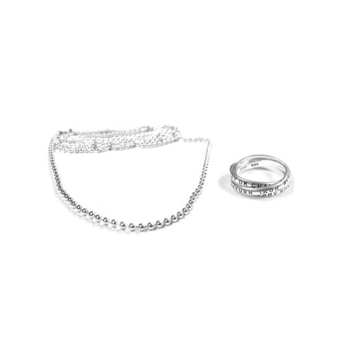 iKON RETURN SILVER TRINITY RING NECKLACE